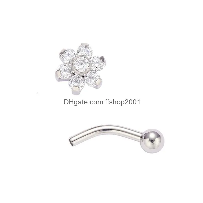 labret lip piercing jewelry astm 36 internally threaded eyebrow curved barbell ring with flower cartilage studs daith helix earring