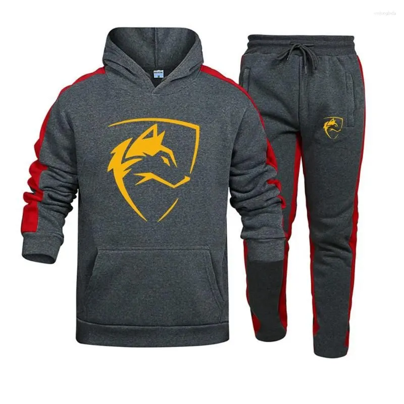 Men`s Tracksuits ALPHALETE Men Clothing Sets Printing Hoodie Set Fleece Zipper Hooded Sweatshirt Trousers Casual Mens