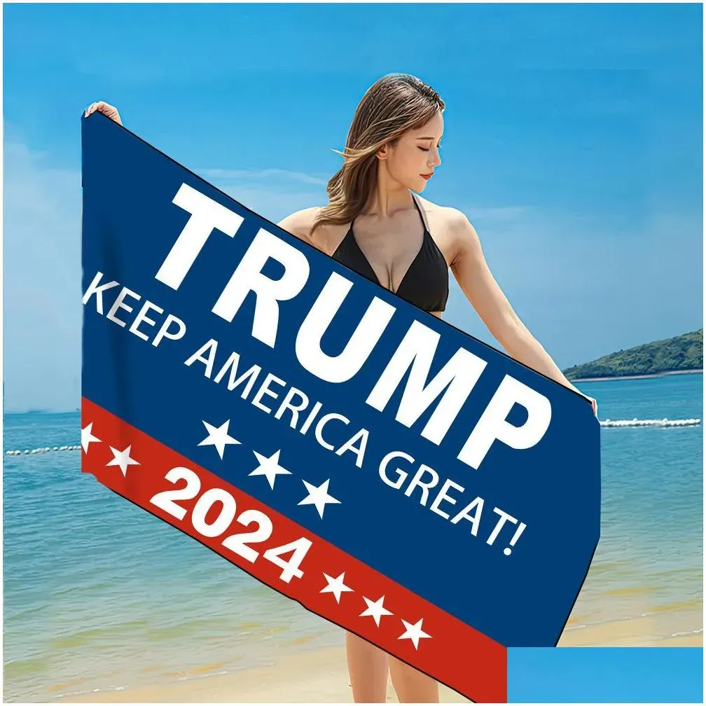 quick dry fabric bath beach towels president trump towel 2024 us flags printing mat sand blankets for travel shower swimming wll1275