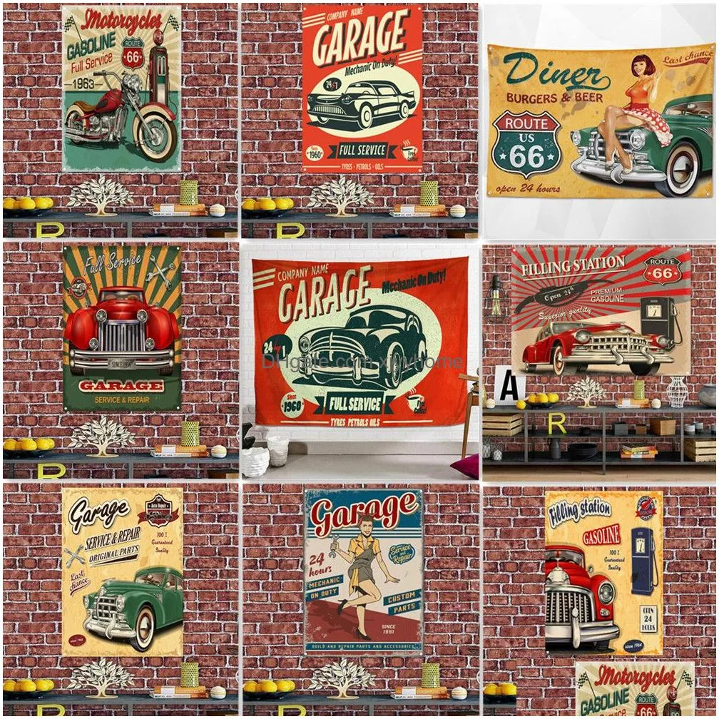Paintings Garage Fl Service And Repair Wall Hanging Flag Parts Posters Prints Tapestry - Art Banner Gas Station Shop Artwork As A Drop Dhlnq
