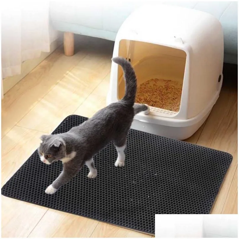 new pet cat litter mat waterproof eva double layer cat litter trapping pet litter box mat clean pad products for cats accessories