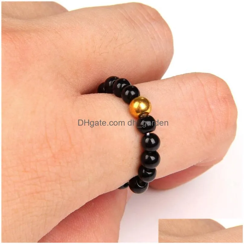 With Side Stones 4Mm Beads Ring Personality Stone Temperament Fashion Jewelry Finger Rings Women Sweet Korean Retro Girls S Dhgarden Dhnby