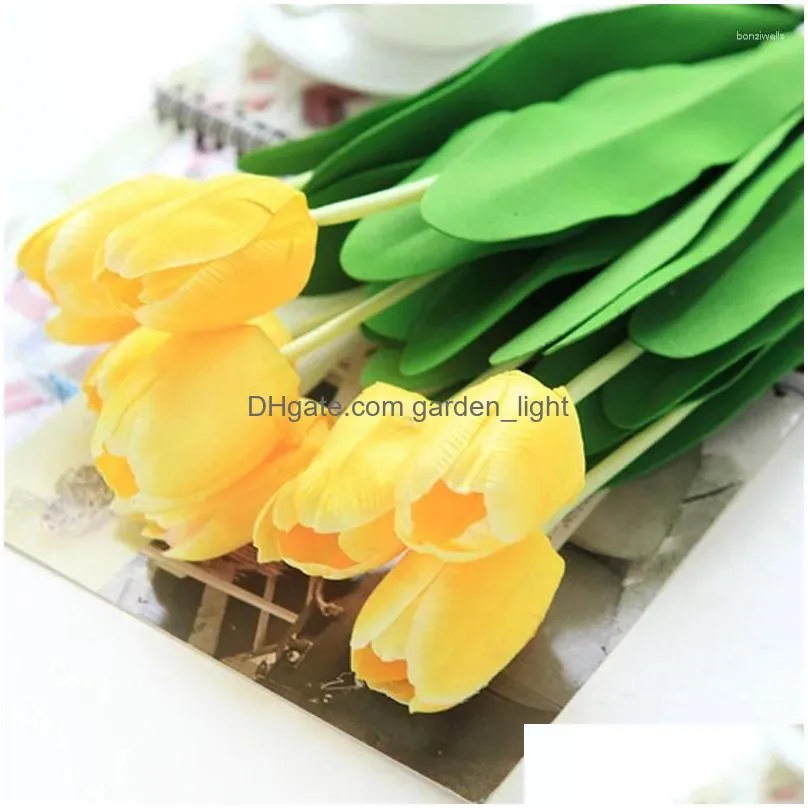 decorative flowers wholesale white artificial flower high quality real touch pu tulip desktop wedding home decoration gift multi-color