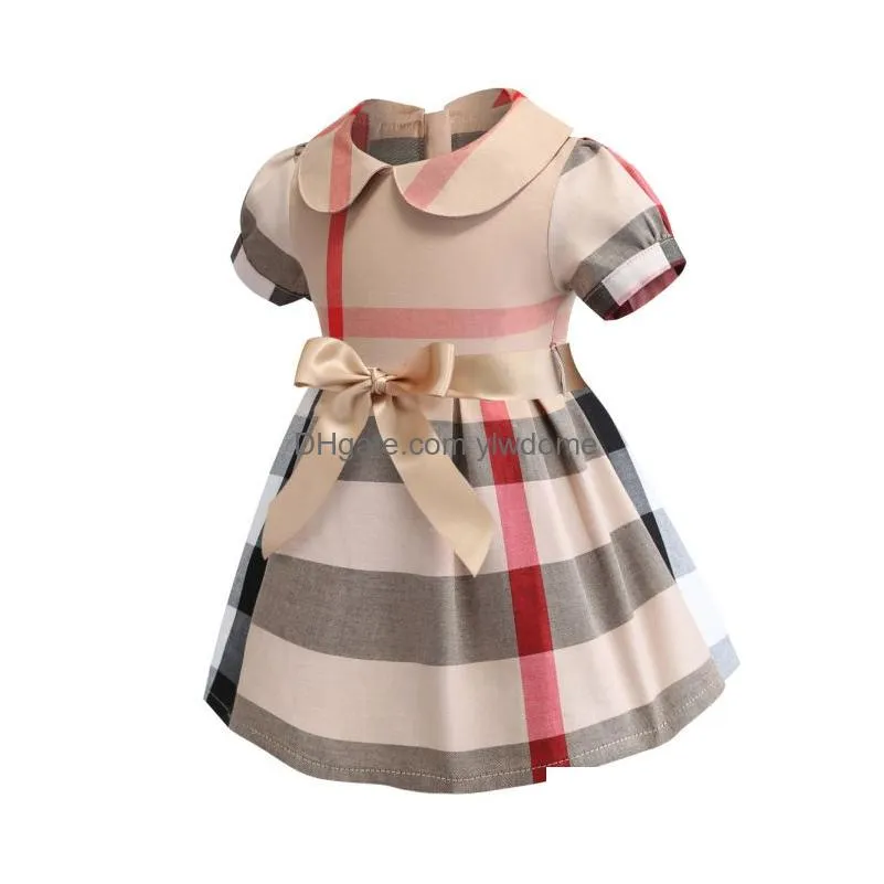 Girl`S Dresses 4 Style Summer Plaid Girls Dress Children Classic Fashion Party A-Line Casual Clothes 1-7T For Kids Princess Birthday H Dh2Do