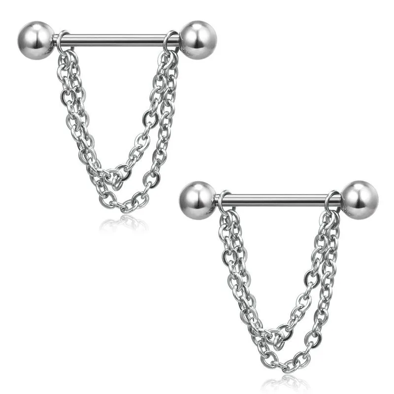 Stainless Steel Heart Nipple Piercing Set 14G Nipple Piercings Tongue Barbell Bulk Crystal Nipples Ring