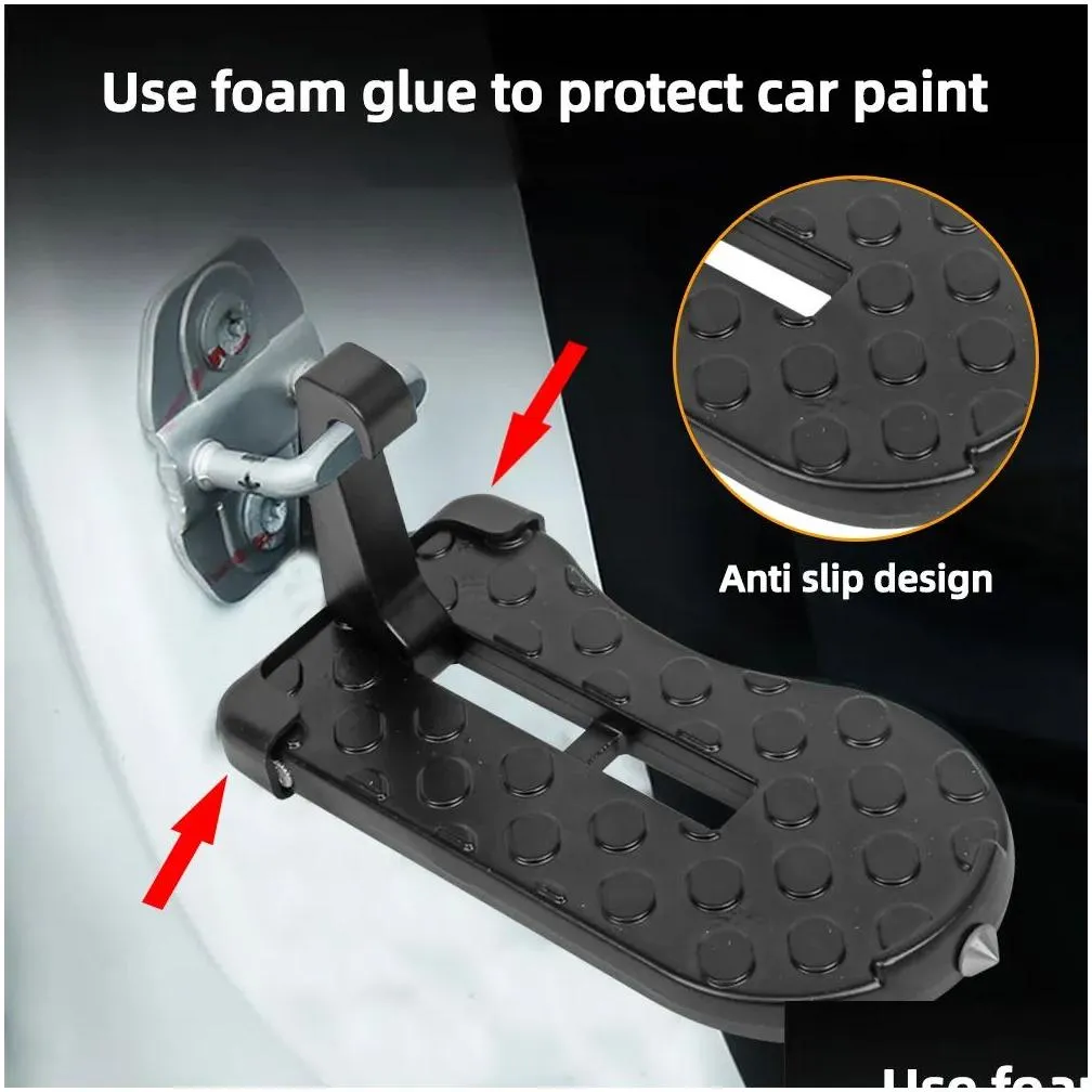 Car  Foldable Car Roof Rack Step Car Door Step Multifunction Universal Latch Hook Foot Pedal Aluminum Alloy Safety car