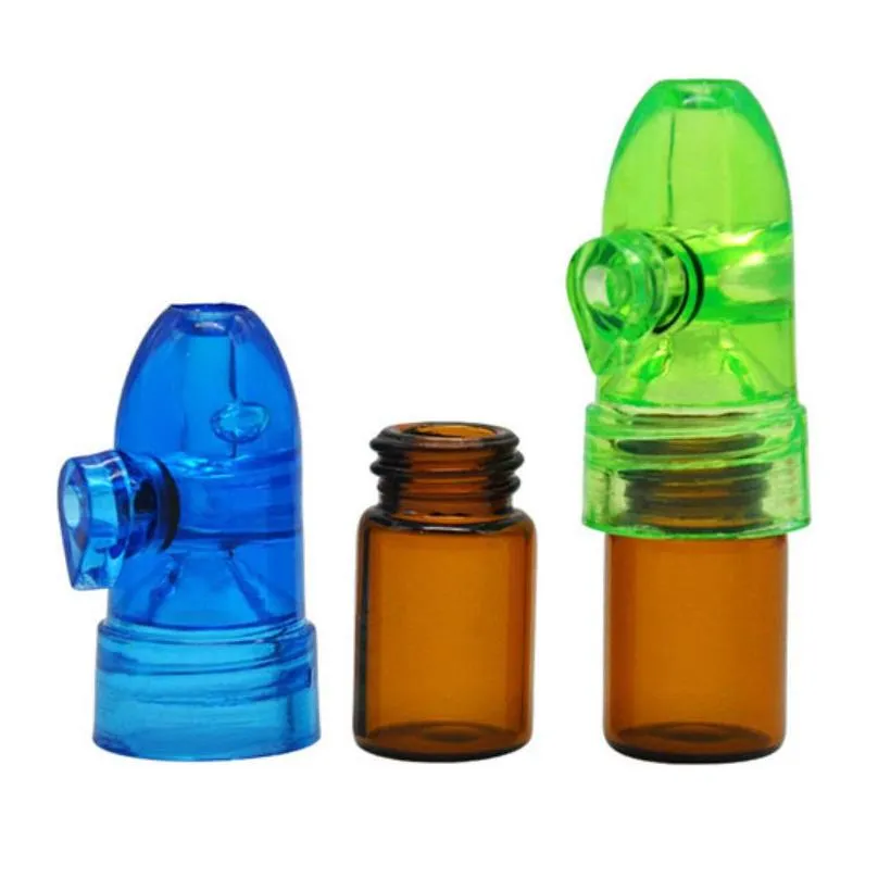 Glass Snuff Snorter Bottle Smoking Pipes Pill Case Containers Kit Portable Sniff Pocket Durable Snuffer Mix Color Snort Storage 53mm 68mm 83mm Smoke