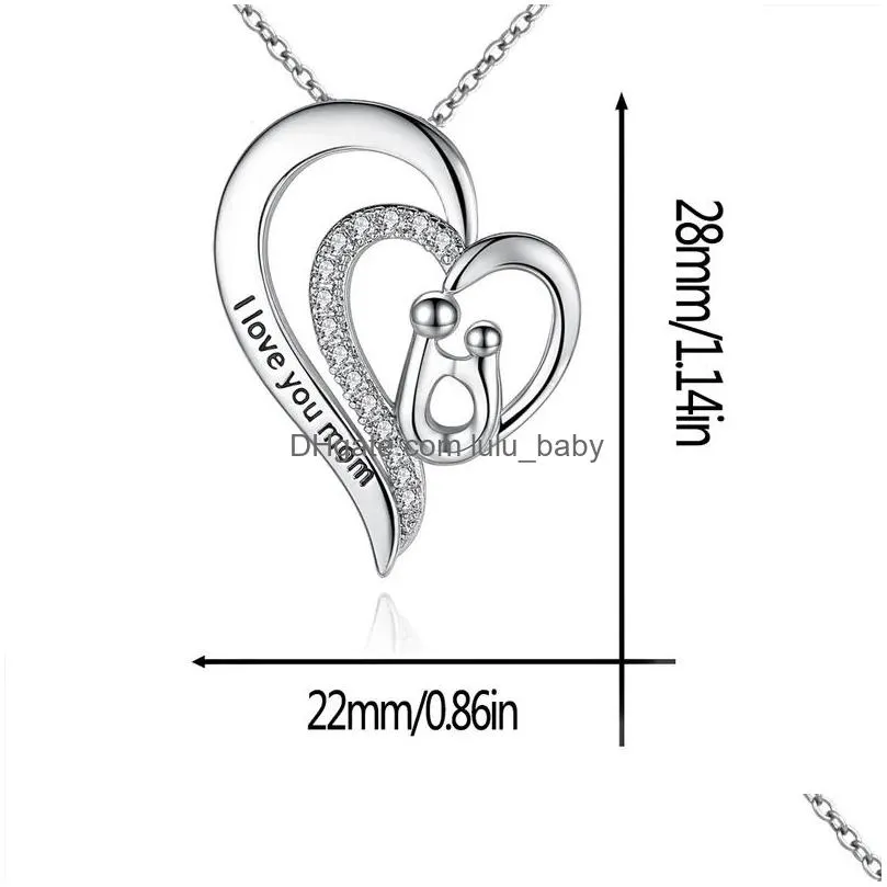 exquisite fashion heart pendant necklace for women charm love mom colorful zircon jewelry classic mothers day gift