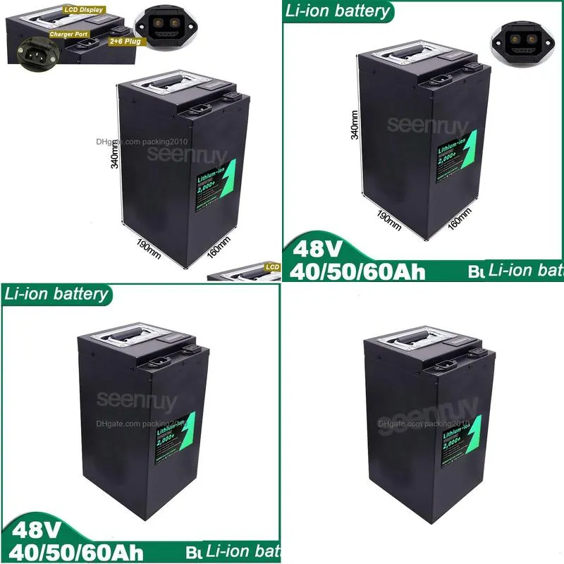 Batteries 48V 40Ah 50Ah 60Ah Li Ion With  2Add6 Plug Lithium Polymer Battery Pack Perfect For 3300W E-Bike Bicycle Motorcycle S Dh3Tr
