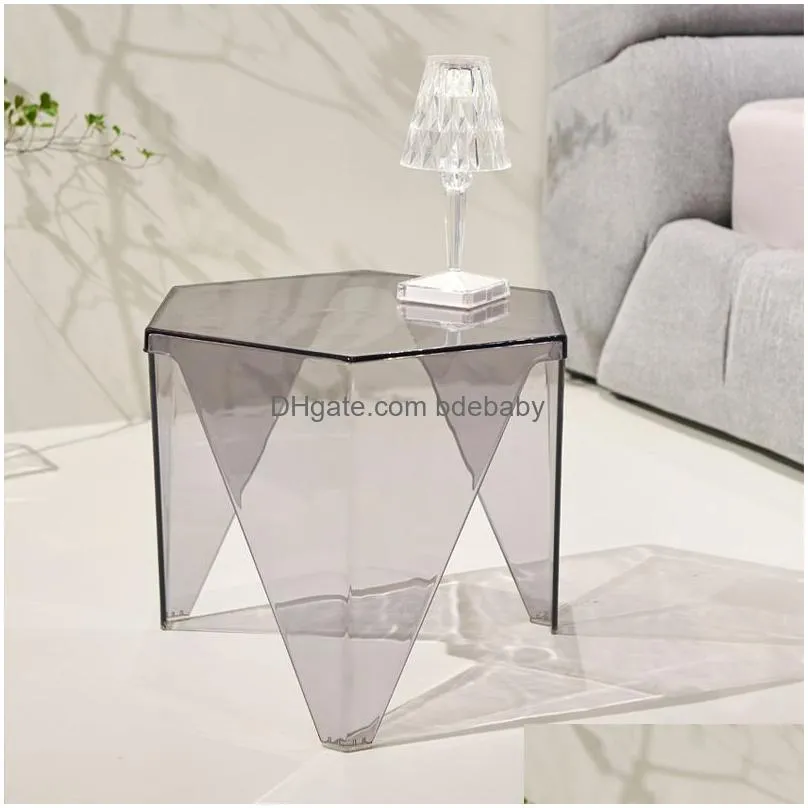 Living Room Furniture Nordic Transparent Acrylic Tea Zhuo Simple And Modern Edge Table Small Negotiation Drop Delivery Home Garden Dhseq