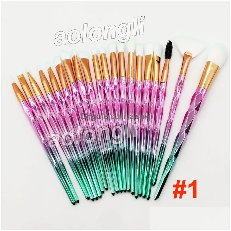 diamond makeup brushes 20pcs set powder brush kits face and eye brush puff batch colorful brushes foundation brushes beauty cosmetics