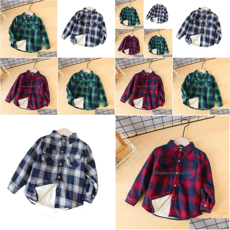 Kids Shirts Children Cotton Shirt Winter Baby Clothes Boys Thicken Blouses Veet Tops Toddler Sports Costume Infant Fashion Clothing Dhmg0