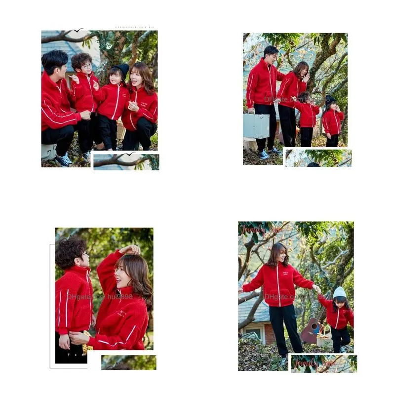 2019 family matching outfits long sleeves t-shirt father mother daughter son sweatshirts dad mom sweatshirt red
