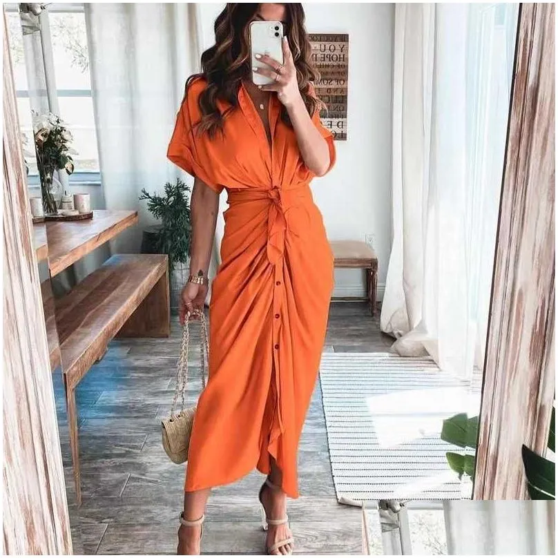 Retail Women Shirt Dresses Designer Commuting Plus Size S-3xl Long Dress Fashion Forged Face Clothing