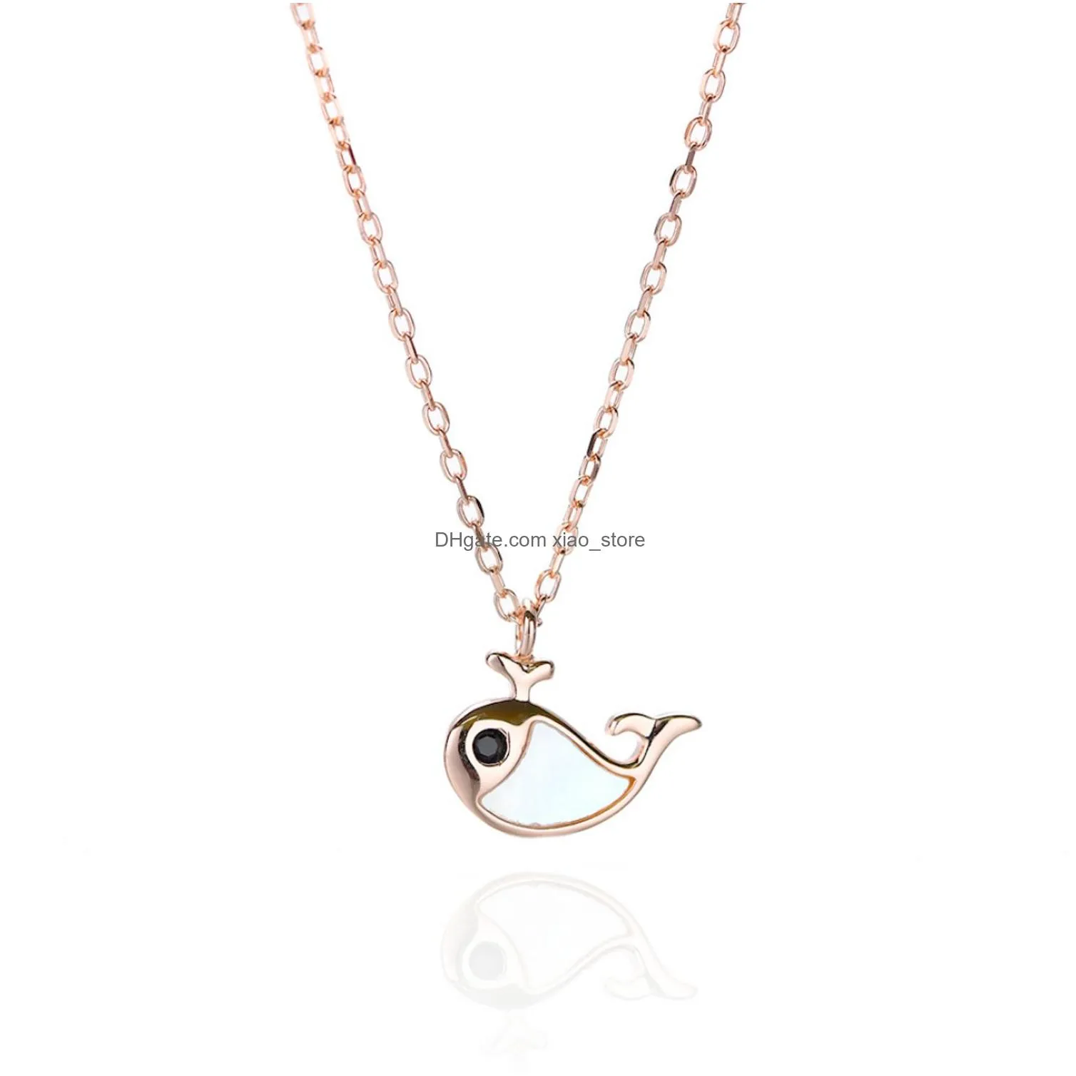 ocean necklace s925 sterling silver simple temperament fashion shell cute whale clavicle chain female accessories q0531