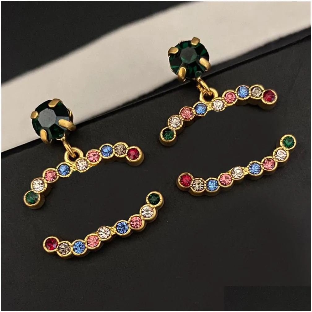 Charm Earring Loop Drop Designer Ear Stud 18K Gold Plated Copper Earrings Fashion Womens Brand Letter Crystal Rhinestone Pearl Womens Wedding Jewelry