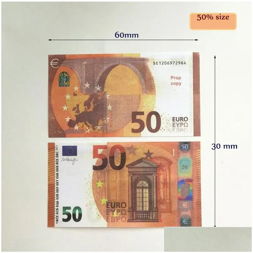 Party Supplies Movie Money Banknote 10 20 50 100 200 500 Dollar Euros Realistic Toy Bar Props Copy Currency Faux-billets 100PCS/Pack