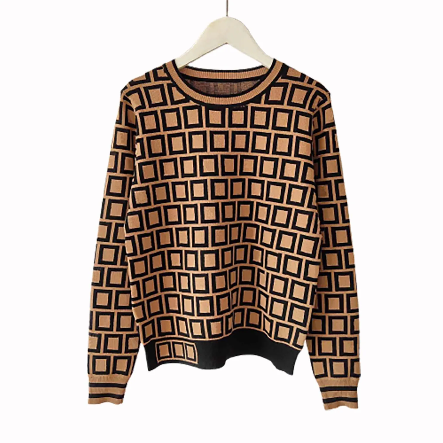 luxury clothes22ss woman designer sweaters casual knit contrast color long-sleeved autumn fashion classic loose knitlei