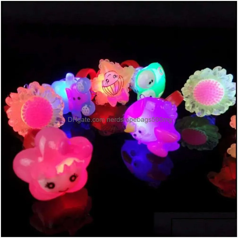 Party Favor Light Up Led Rings Glow Favors Flashing Kids Prizes Box Toys Birthday Classroom Rewards Easter Theme Treasure Supp Km S Dr Dhjua