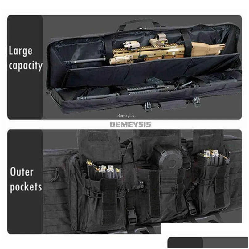 tactical double rifle gun case army airsoft combat padded s gun storage backpack pistol and magazine storage 95cm / 116cm y1227