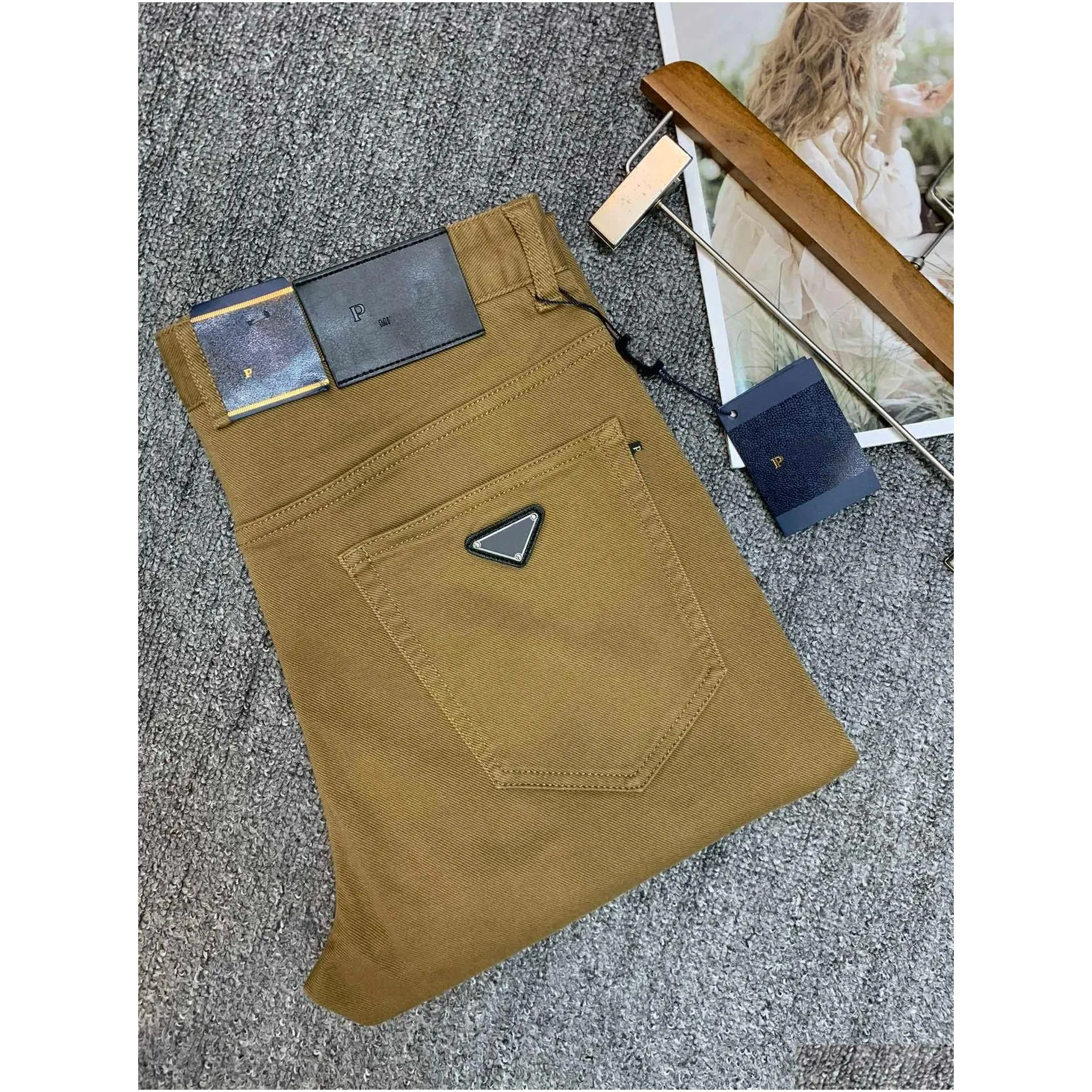 PAA Designer luxury Men`s dress pants Khaki Business Pants Casual pants Fashion brand solid color leggings Black yellow 4 color