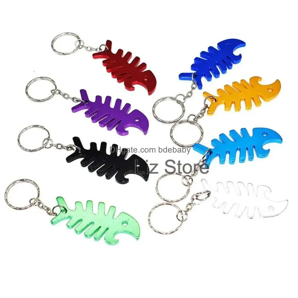 Openers Fishbone Fish Shape Wine Zinc Alloy Beer Bottle Metal Keychain Ring Bar Party Opener Creative Wedding Gift Th0894 Bone Drop De Dhfzl