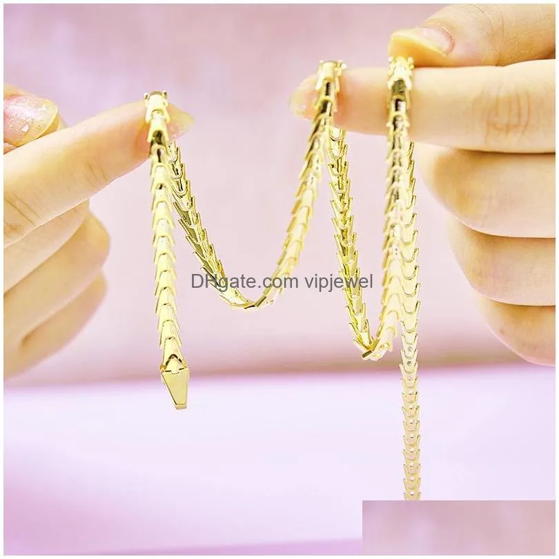 designer collection style dinner party necklace bracelet earrings smooth shiny soft chain plated gold snake serpent snakelike high quality jewelry