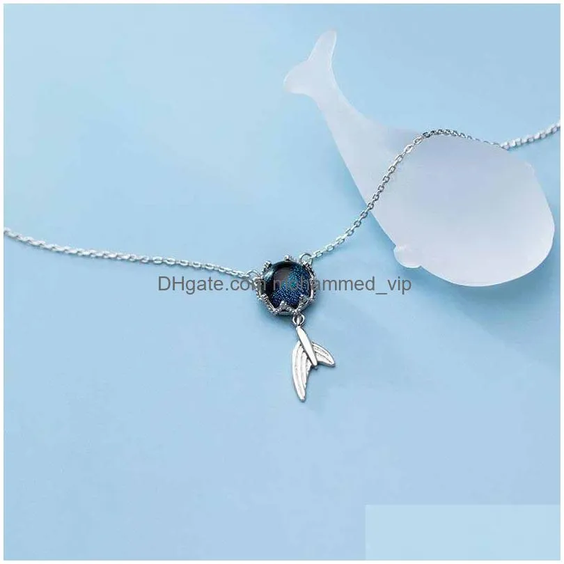 fashion marine life cute mermaid tail sterling silver 925 pendant necklace for women luxury wedding original fine jewelry