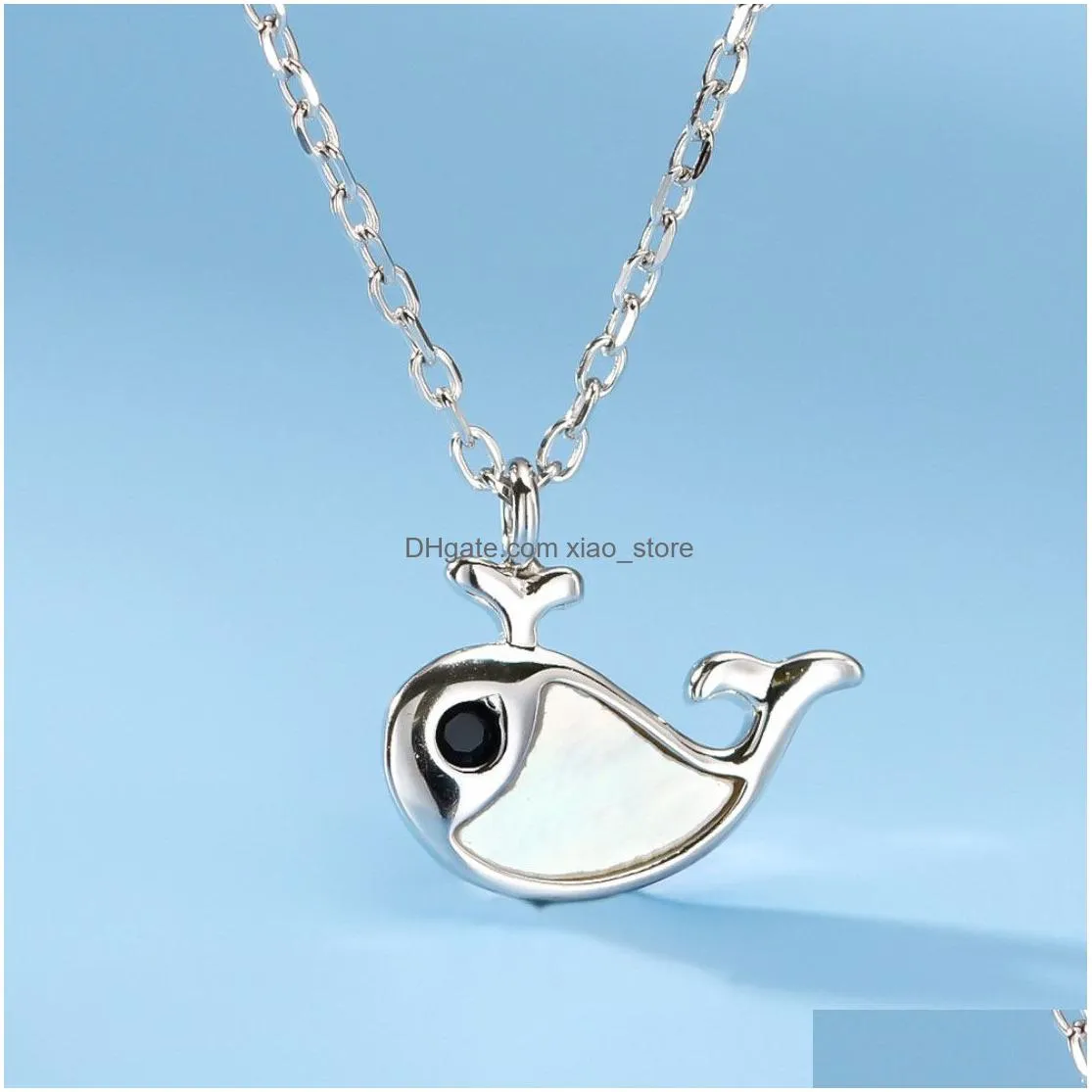 ocean necklace s925 sterling silver simple temperament fashion shell cute whale clavicle chain female accessories q0531