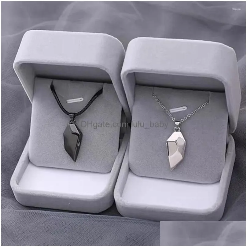 pendant necklaces good simple quality couple necklace electrocardiogram magnetic heart splicing valentines day gift