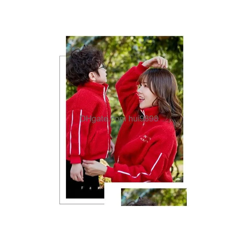 2019 family matching outfits long sleeves t-shirt father mother daughter son sweatshirts dad mom sweatshirt red