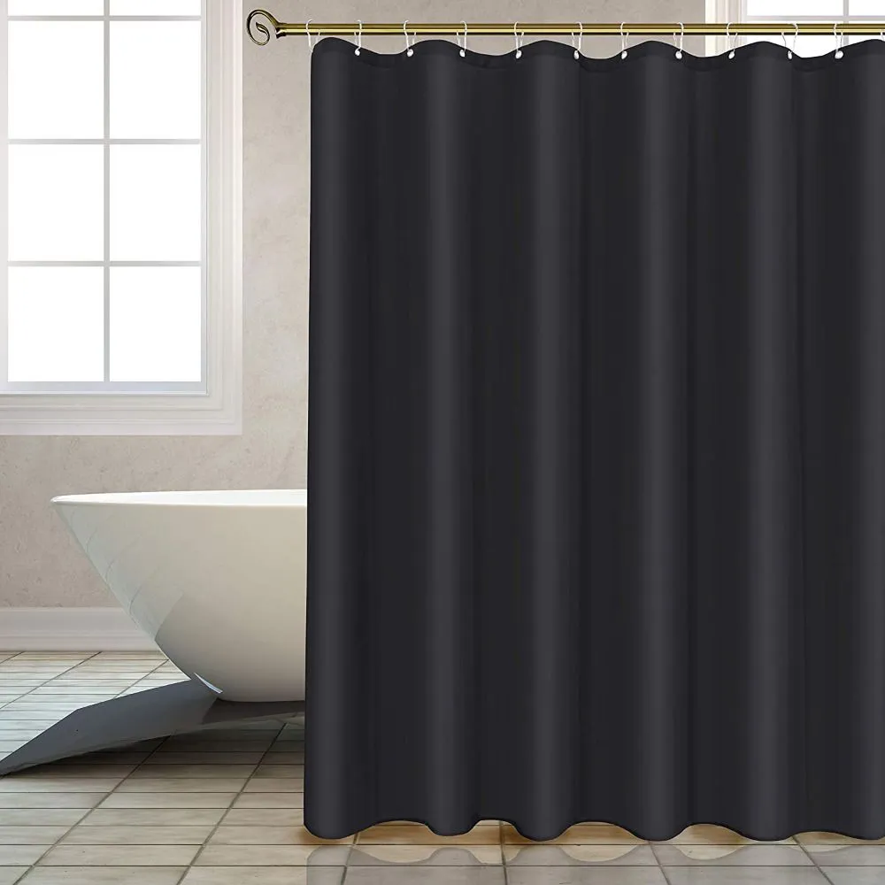 Shower Curtains Heavy Duty Solid Shower Curtain Fabric Waterproof Bathroom Curtain Long Stall Size 230CM Black White Grey Brown Blue Color