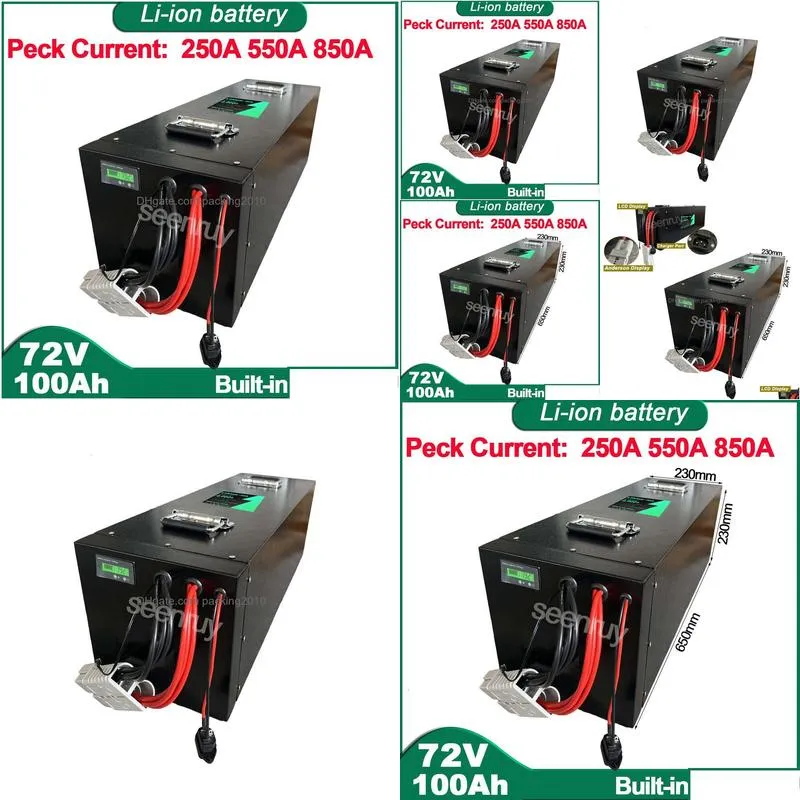 Batteries 72V 100Ah Li Ion With  Built-In 220A 340A Bms Lithium Polymer Battery Pack For Bike Tricycle Scooter Motorcycle Drop Dhsth