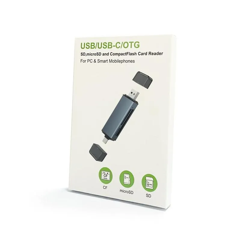 YC721 Smart Memory Card Readers 3 In 1 USB 2.0/USB-C/OTG Card Reader/Writer CF/TF/Mirco SD Type C OTG Flash Drive Cardreader Adapter For PC Smart