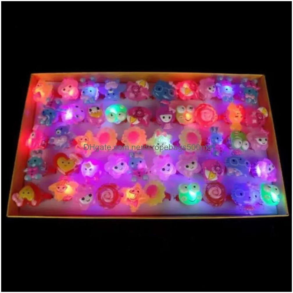 Party Favor Light Up Led Rings Glow Favors Flashing Kids Prizes Box Toys Birthday Classroom Rewards Easter Theme Treasure Supp Km S Dr Dhjua