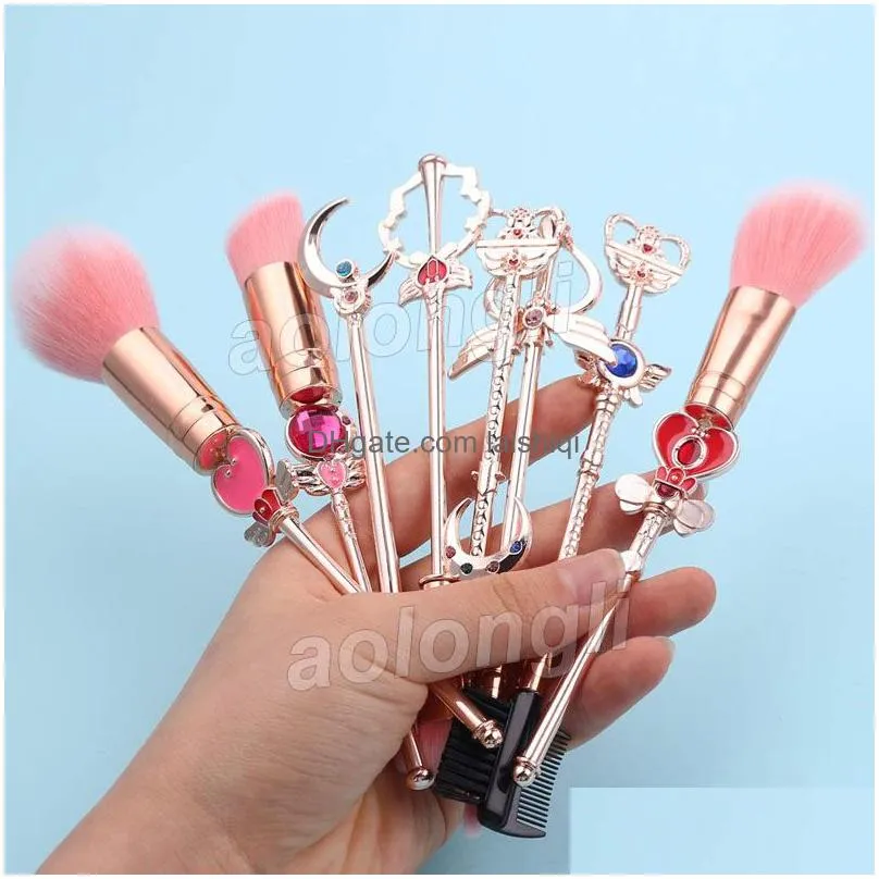 8pcs makeup brushes set sailor moon magical sakura cute brush cosmetic face powder foundation blending blush concealer brushes