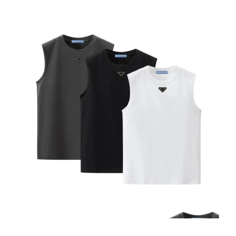 Designer High-quality Men`s T-Shirts Sleeveless Vest Fashion Pure Cotton Fitness Running Sports Summer Loose Vest