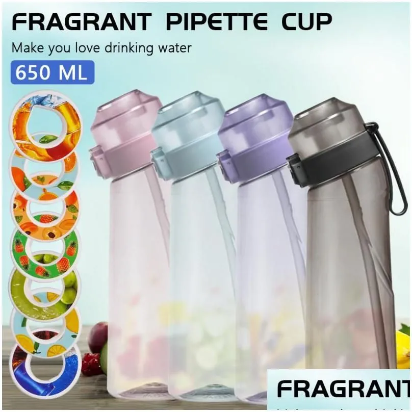 Water Bottles 650/500Ml Fitness Sports Fragrance Plastic Air Up With St Scent Fruit Flavour For Outdoor Hiking Drop Delivery Home Ga