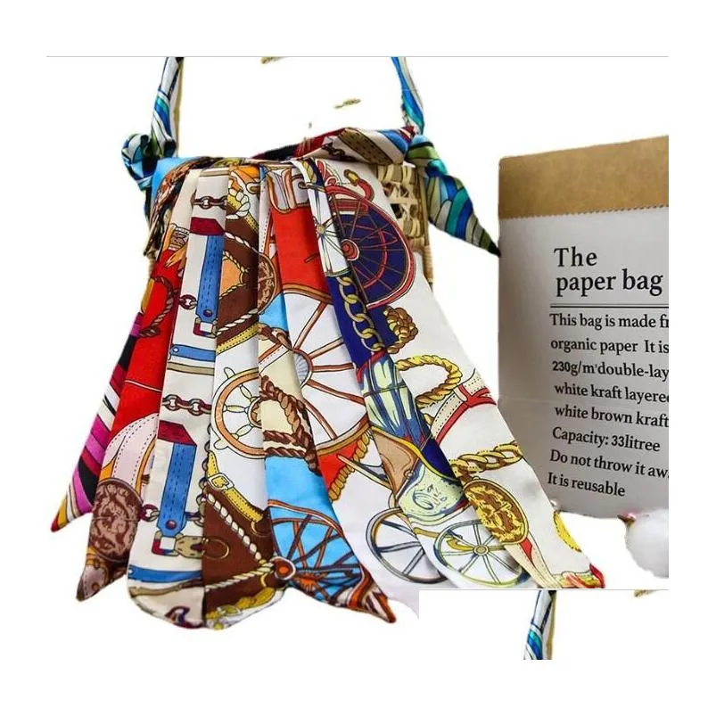 Scarves Fashion Mtifunction Print Scarf For Handbags Handle 36 Colors Head Wrap Scarfs Ribbon Womens Turban Triangle Headband Silk Dro Dhid5
