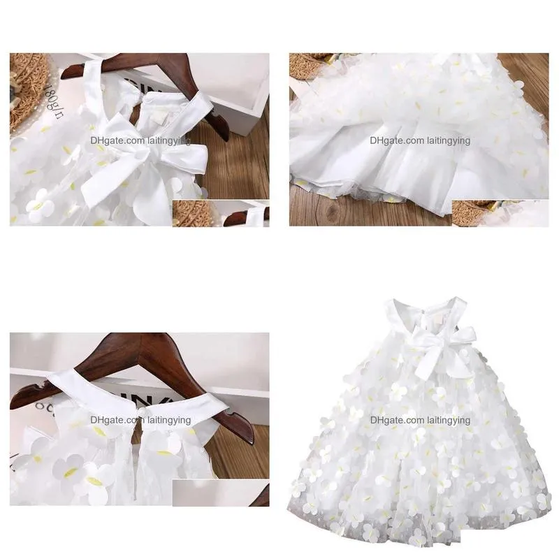 girls dresses children girls 3d butterfly suspender dress 2023 fashion summer baby girl fashion white princess sleeveless dressl2404