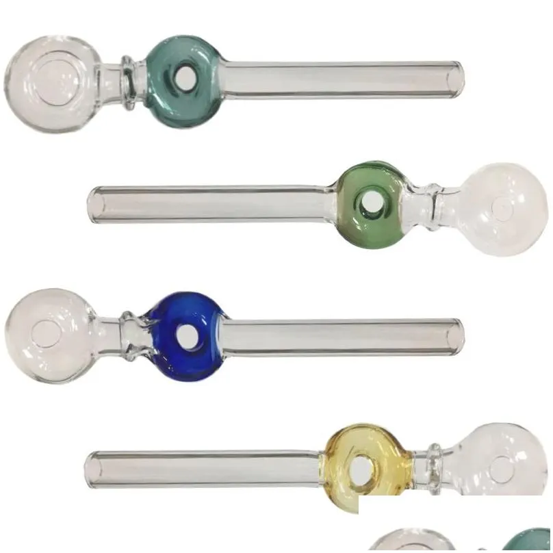 Color Glass Oil Burners Smoking Pipes with Circle Filter Chamber Straight Hand Pipe Bubbler Ball 30mm Bowls Smoke Accessories