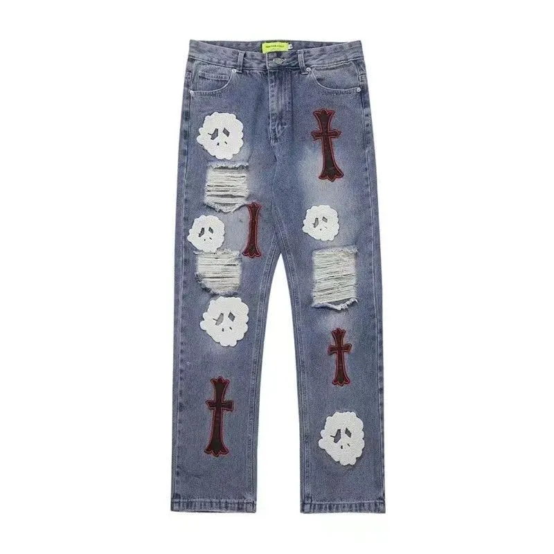 23ss designer mens jeans jeans jeans jean designer printed letters, blue holes, high street es, slim men`s trousers worn outside