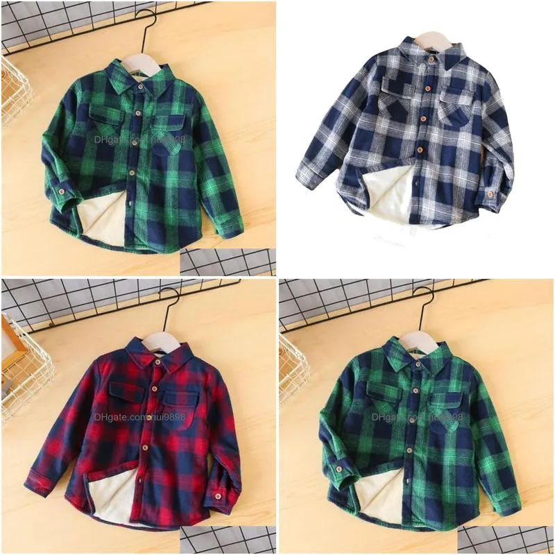 Kids Shirts Children Cotton Shirt Winter Baby Clothes Boys Thicken Blouses Veet Tops Toddler Sports Costume Infant Fashion Clothing Dhmg0