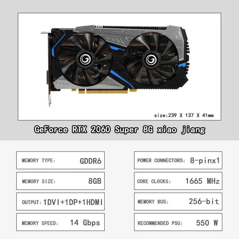 GALAXY GeForce RTX 2060 Super 8G NEW 2060S GDDR6 256 Bit Video Cards GPU Graphic Card Support DeskTop AMD Intel Motherboard