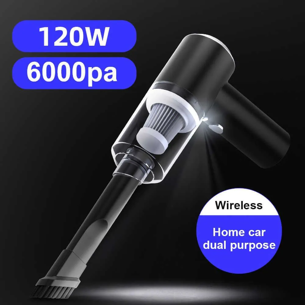 USB Rechargeable Cordless 6000Pa 120W Portable Handheld Powerful Wireless Car Vacuum Cleaner for SUV Truck Home Office Pet Hair