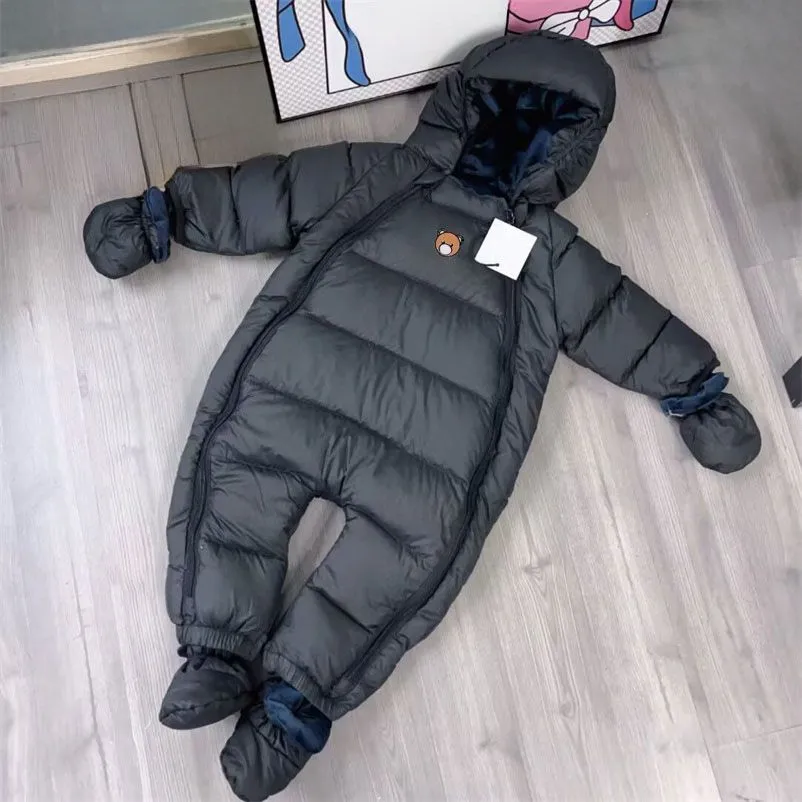 Babies Windproof puffer Rompers Fashion Winter Print Letter Bear Girls Boys One piece Jumpsuits Designer Baby climbing down coats luxury warm kids baby