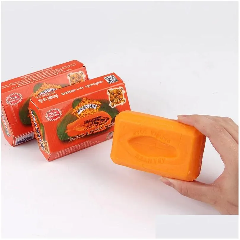 2 Pack Thailand ASANTEE Papaya Honey Herb Soap Whitening Handmade Skin Moisturizing Cleansing Antiaging 240305
