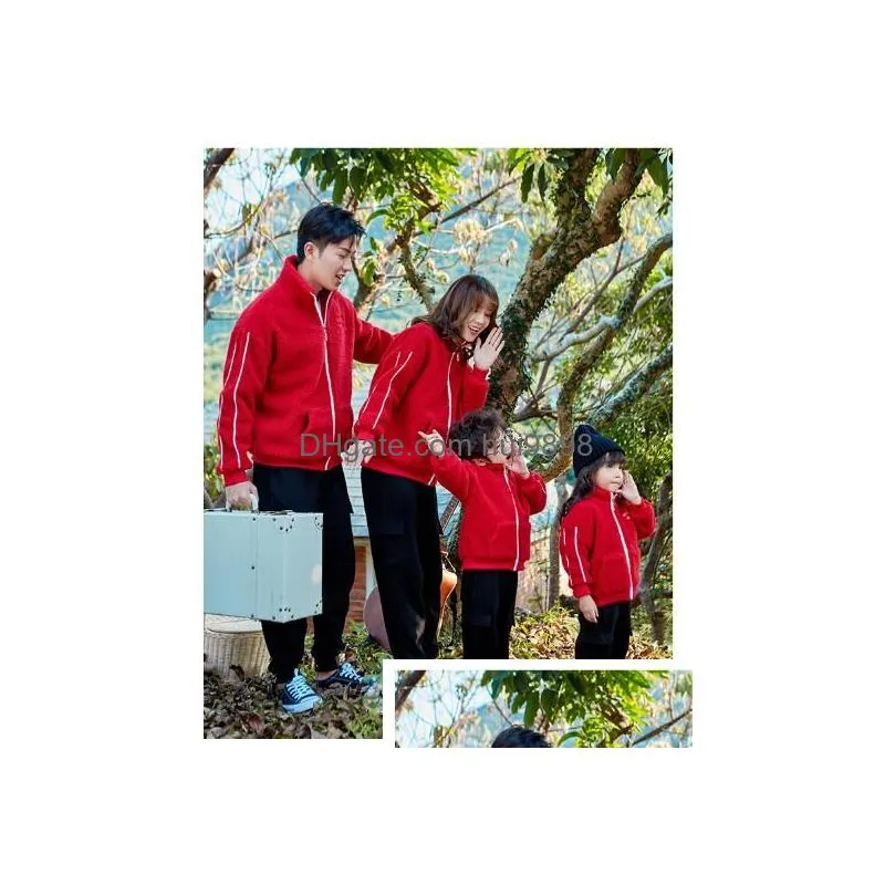 2019 family matching outfits long sleeves t-shirt father mother daughter son sweatshirts dad mom sweatshirt red