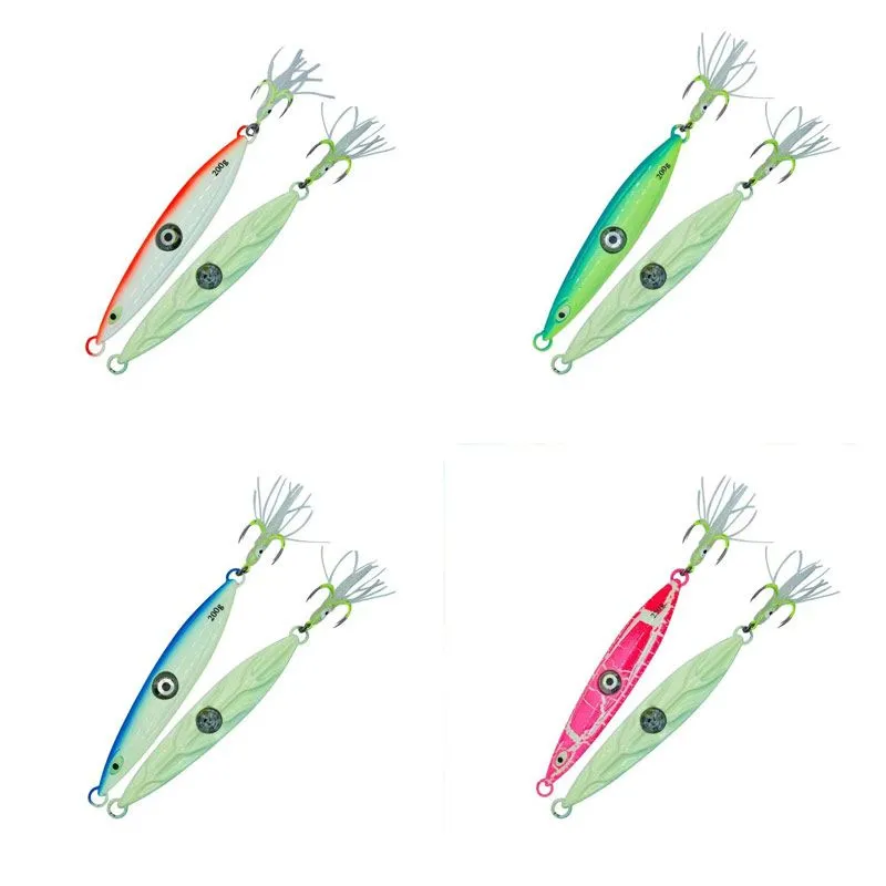 Glow-in-the-dark iron plate sea fishing boat fishing knife bait glow-in-the-dark with light keel reinforced flash Glow-in-the-dark (bare board +with squid four book