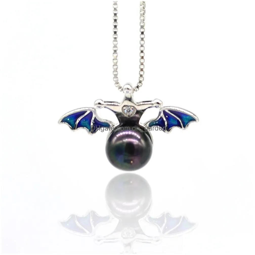 Jewelry Settings S925 Sier Pearl Pendant Mounts Necklace Accessories Diy Enamel Bat Drop Delivery Dhhwk